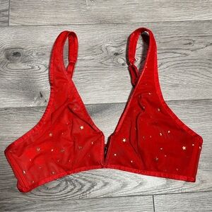 out from under red mesh golden star bralette size medium